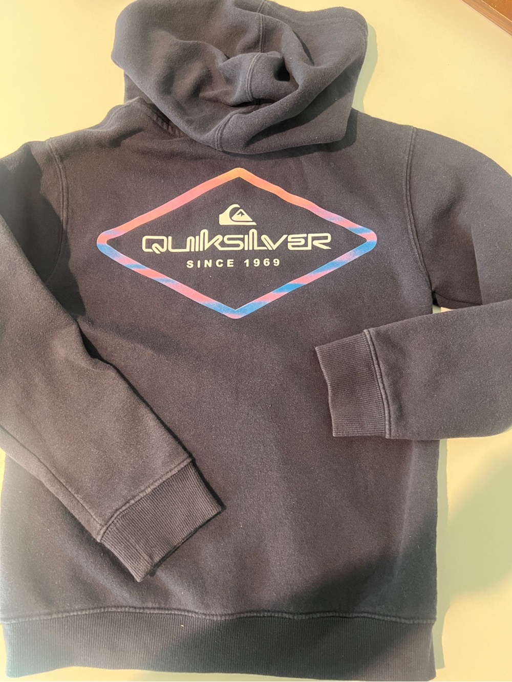 Quiksilver Boys Navy Blue Hoodie with Gradient Logo